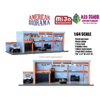 American Diorama 1:64 Mijo Exclusive Garage Diorama with Auto World GULF Stickers Included Limited 2,400
