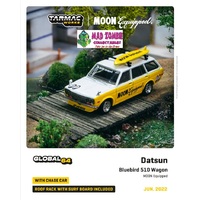 Tarmac Works Global 64 - Datsun Bluebird 510 Wagon MOON Equipped Surf board with roof rack included