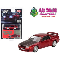 Mini GT 1:64 Mijo Exclusives - Nissan Skyline GT-R R32 Nismo RHD Red Pearl w/Carbon Hood & BBS KM Wheels Limited Edition