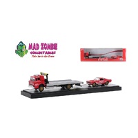 M2 Machines Auto Haulers 1:64 Scale - Coca Cola Release TW15 1970 Ford C-950 & 1965 Ford Mustang Fastback 2+2