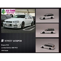 Street Weapon 1:64 Scale - Nissan Stagea Pearl White with R34 Front End