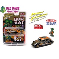 Johnny Lightning x American Diorama  1:64 - 1965 Volkswagen Beetle Rat Fink Bug Rat With Rat Fink Figure