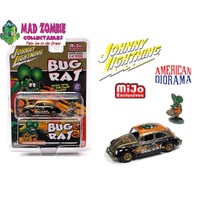 Johnny Lightning x American Diorama 1:64 - 1965 Volkswagen Beetle Rat Fink Bug Rat With Rat Fink Figure