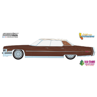 Greenlight 1:64 California Lowriders Series 4 – 1973 Cadillac Sedan deVille – Dark Brown Metallic with Light Brown Pinstripes