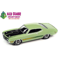 Johnny Lightning 1/64 Muscle Cars 2022 Release 3B - 1971 Ford Torino Cobra (MCACN) (Grabber Lime w/Laser Side Stripe & Black Hood Treatment)