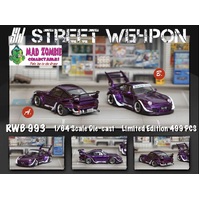 Street Weapon 1:64 Scale - RWB 993 Metallic Purple GT Wing or High Ducktail Wing - Limited to 499 World Wide Each