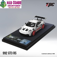 TPC 1/64 Scale - Porsche 992 GT3 RS White with Red Wheels - (Limited to 499 Pieces World Wide)