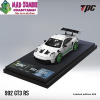 TPC 1/64 Scale - Porsche 992 GT3 RS White with Green Wheels - (Limited to 499 Pieces World Wide)