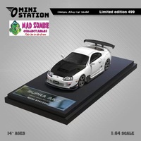 Mini Station 1/64 Scale - Toyota Supra JZA80 White with Black Bonnet 