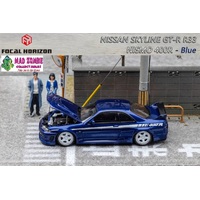 Focal Horizon 1/64 - Skyline R33 GT-R, Nismo 400R Open-Hood, Visible Engine Dark Blue