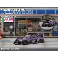 Street Weapon 1/64 Scale - Skyline GT-R R34 LB, Super Silhouette ER34 Magic Purple #5 - (Limited to 499 Pieces World Wide)