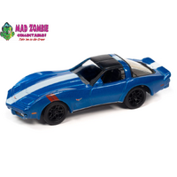 Johnny Lightning 1/64  - Classic Gold 2023 Release 1 Version B - 1979 Chevrolet Corvette (Dark Blue Metallic)