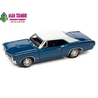 Johnny Lightning 1/64  - Classic Gold 2023 Release 1 Version A - 1966 Pontiac GTO (Barrier Blue)