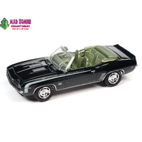Johnny Lightning 1/64  - Muscle Cars USA 2023 Release 1 Version A - 1969 Chevrolet Camaro RS/SS Convertible (Fathom Green Poly w/White Hockey Side St
