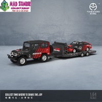 Time Micro 1/64 Scale - Advan Livery Trailer Set -  Toyota Sprinter Trueno AE86  + Toyota FJ40 + Trailer