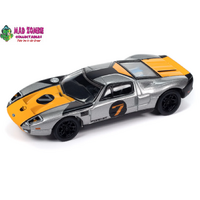 Johnny Lightning 1/64  - Classic Gold 2023 Release 2 Set A - 2005 Ford GT (Gunmetal w/Orange & Flat Black)