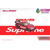 Fast & Speed 1/64 Scale - RWB993 GT Wing Chrome Red Supreme Livery (Comes With 1 Set Spare Rims and Acrylic Base)