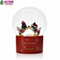Disney Mickey & Minnie Mouse Christmas Snow Globe - Christmas Kisses