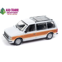 Auto World 1/64 Premium 2024 Release 2A - 1985 Dodge Caravan DW2 White w/Woodgrain Sides & Rear