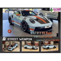 Street Weapon 1/64 Scale - 992 GT3 RS Gulf Blue - Black Rims - PRE-ORDER