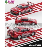 Fast and Speed 1/64 Scale - Skyline GT-R R34 Nismo Z-Tune AIT Carshow Specail - Red Pennzoil #1 Livery (PRE-ORDER)