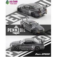 Fast and Speed 1/64 Scale - Skyline GT-R R34 Nismo Z-Tune AIT Carshow Specail - Grey Pennzoil #1 Livery (PRE-ORDER)
