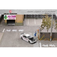 Focal Horizon 1/64 - Skyline GT-R R33(BCNR33) Open-Hood, Visible Engine White Mines Livery (PRE-ORDER)