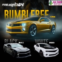 Fine Work 1/64 Scale - Chevrolet Camaro Open-Engine Hood, Visible Engine Yellow Bumblebee/Black/White - PRE-ORDER