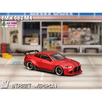 Street Weapon 1/64 Scale - M4 G82, Adro Body Kit Wild Body Modified. Matt Red Color (Gold Rims) - PRE-ORDER
