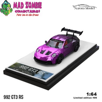 Aurora Model 1/64 Scale - Porsche 992 GT3 RS Gradient Purple/Black - (Limited to 499 Pieces World Wide)