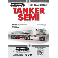 Highway Replicas 1/64 Scale - 12034 - Tanker Semi - Cootes Tanker Service - (PRE-ORDER)