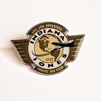 Indiana Jones Global Earth and Plane Logo Enamel Metal Pin