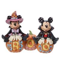Jim Shore Disney Tradition - Mickey & Minnie Halloween - Cutest Pumpkins in the Patch Statue