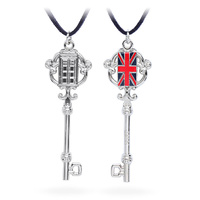 Doctor Who TARDIS & Union Jack Antique Key Necklace