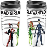 DC Bad Girls Coffee Mug Travel Mug Plastic (Harley/Poison/Catwoman)