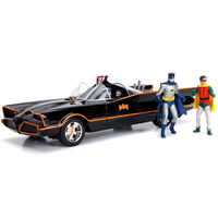 Batman 1966 - Classic TV Series Batmobile with Working Lights, Batman and Robin Die Cast Figures Jada 1:18 - Hollywood Rides
