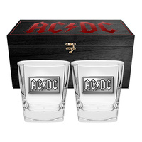 ACDC SET OF 2 GLASSES IN WOODEN BOX