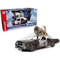 Auto World 1:18 Blues Brothers - 1974 Dodge Monaco Bluesmobile with Loud Speaker - Silver Screen Machines