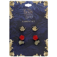 BEAUTY & THE BEAST LIVE ACTION - TEAPOT & ROSE EARRING SET