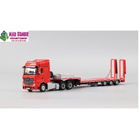 Perka 1/64 - Mercedes-Benz - Flatbed Transport Trailer - Red - PRE-ORDER