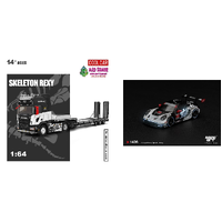 Cool Car & Mini GT 1/64 - REXY COMBO - Porsche 911 GT3 R (992) #77 AO Racing "Skeleton Rexy & Scania Flatbed Trailer - (PRE-ORDER)