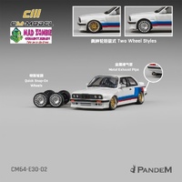 CM Model 1/64 - Pandem M3 E30 Alpine White with M Tri-Stripes - PRE-ORDER