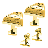 DC Comics - Superman Stainless Steel Double Sided Gold Finnish Cufflinks
