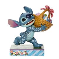 Disney Traditions Stitch Running with Easter Basket Bizarre Bunny by Jim Shore Statue