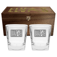 ELVIS SET OF 2 GLASSES IN WOODEN BOX