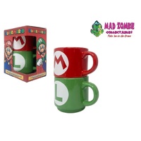 Super Mario Bros - Mario Luigi Initial - Stackable Mug Set