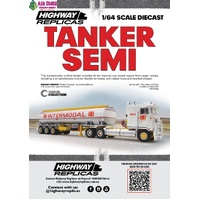 Highway Replicas 1/64 Scale - Tanker Semi - Intermodal - (PRE-ORDER)