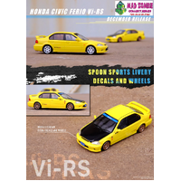 Inno 64 1:64 Scale - Honda Civic Ferio VI-RS "JDM Mod Version" - Spoon Yellow (Extra Wheels & Decals Included)