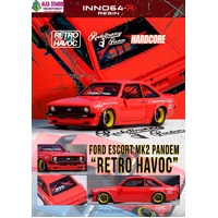 Inno 64 - FORD ESCORT MK2 PANDEM "EMOTION" RETRO HAVOC Red - (PRE-ORDER)
