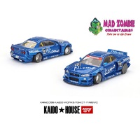 Kaido House x Mini GT 1/64 Nissan Skyline GT-R (R34) Kaido Works V3 – Blue – Limited Edition